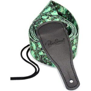 Skull guitar strap adjustable nylon for electric acoustic bass leather ends
